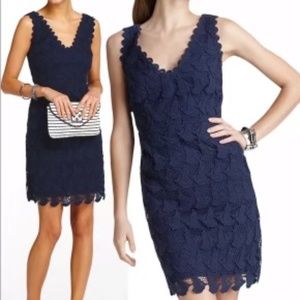 Lilly Pulitzer Reeve Truly Boat Sailboat Lace Shift Dress Navy Blue Size 2